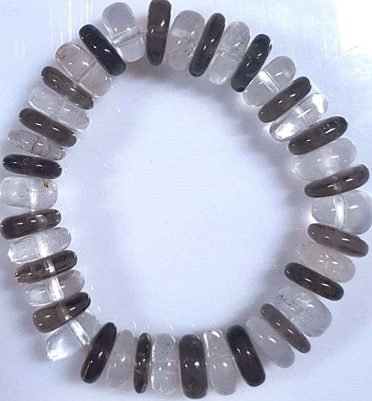 Scheibenarmband "Bergkristall m. Rauchquarz (hell)"