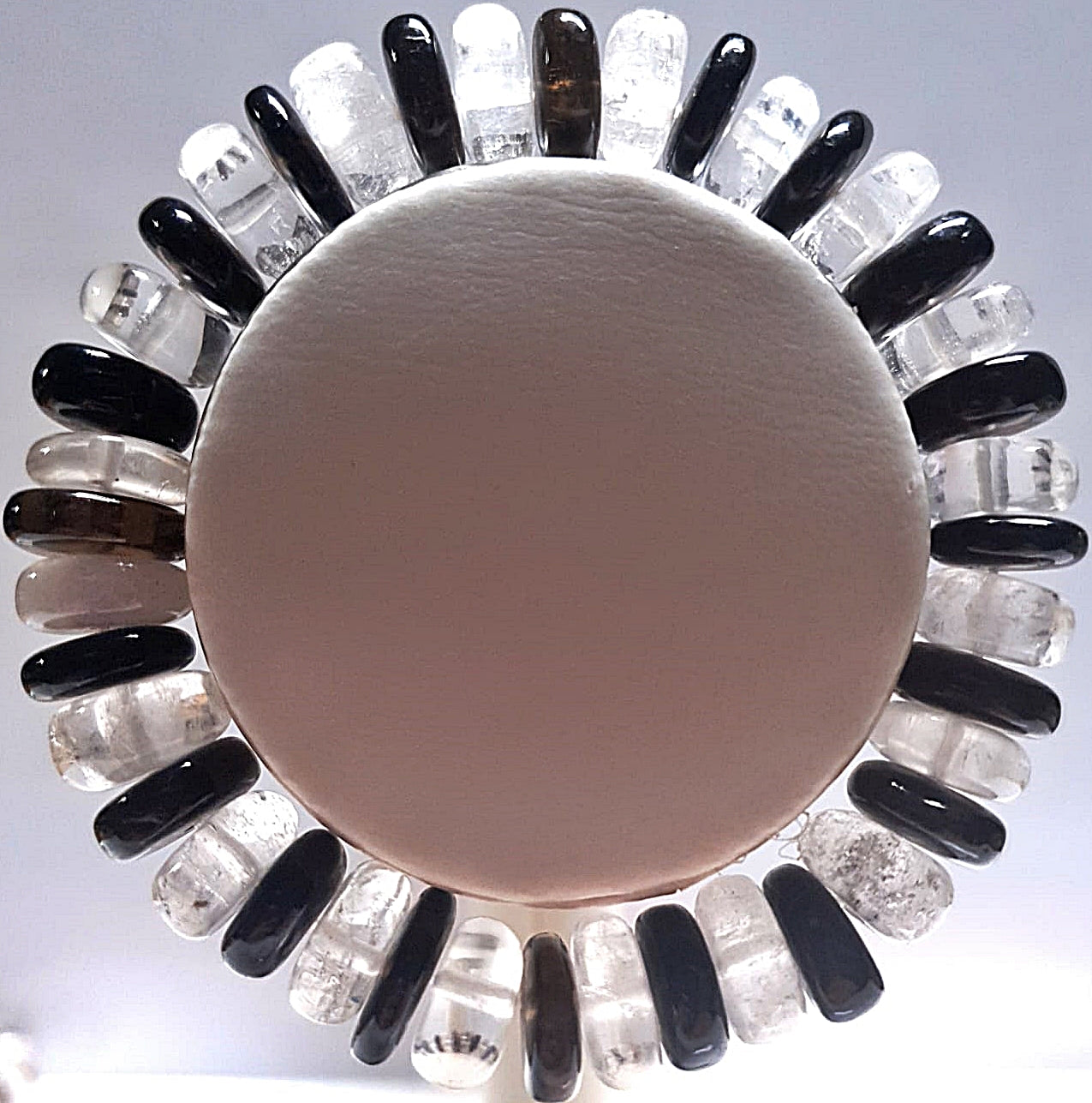 Scheibenarmband "Bergkristall m. Rauchquarz (dunkel)"