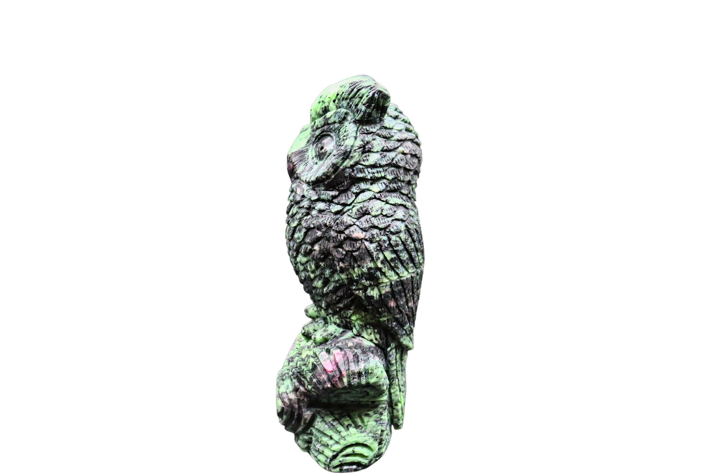 Eule der Freude: Rubin und Zoisit groß