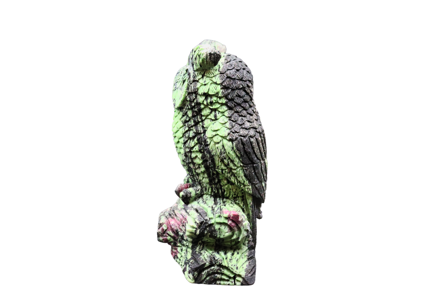 Eule der Freude: Rubin und Zoisit groß